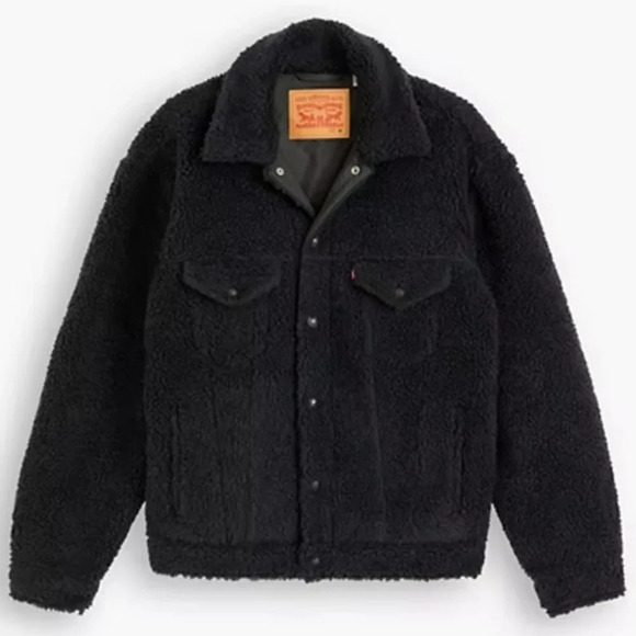 Levi Men's Cozy Vintage Relaxed Fit SherpaTrucker Jacket in Grey.   Sz: 2XL - Picture 1 of 14